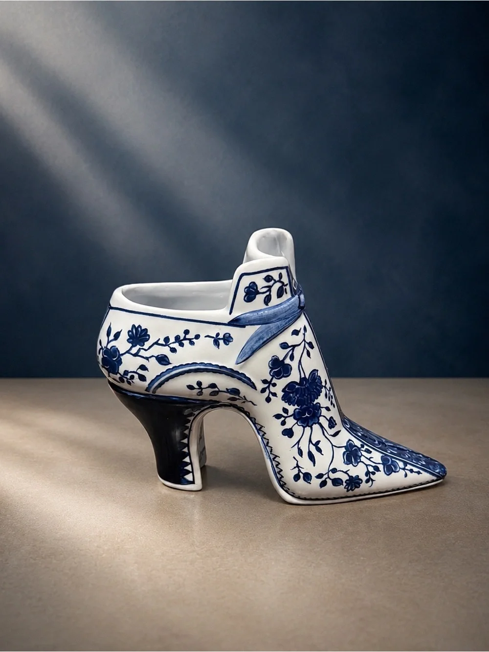 Authentic Delft Blue Porcelain High Heel Shoe Figurine